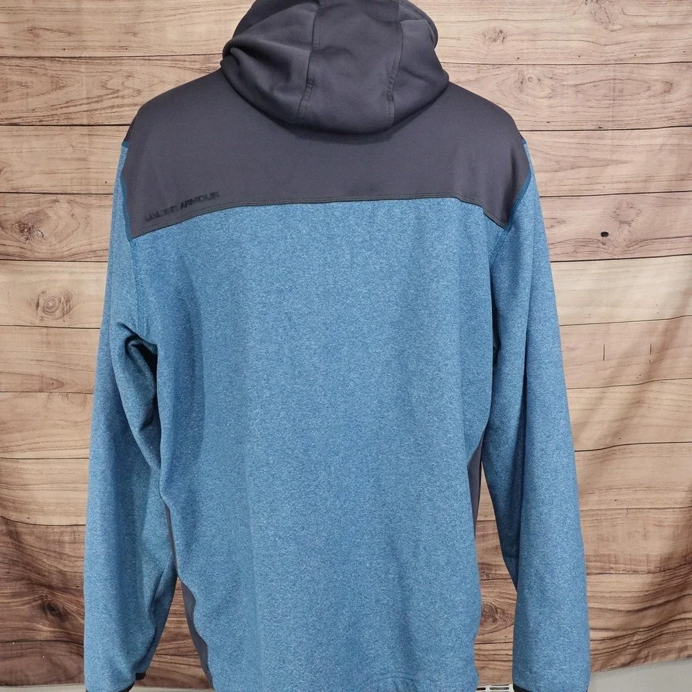 Under Armour Hoodie Mens 2XL Blue Pullover Fleece Logo Kangaroo Pocket Hooded